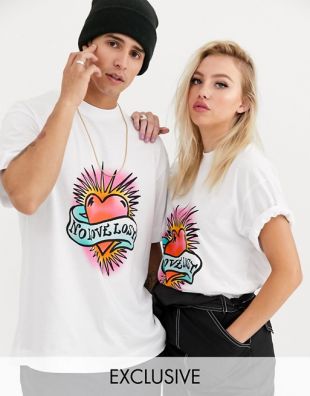 T-shirt unisexe oversize à imprimé cœur