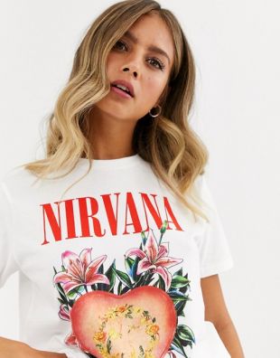 Nirvana - T-shirt en coton biologique à imprimé vintage