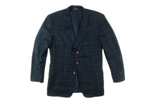 Stewart Virgin Wool Navy Checkered Premium Hommes Blazer