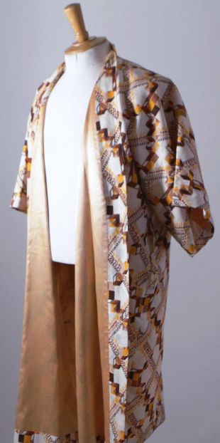 Kimono en soie à motifs géométriques des années 1950