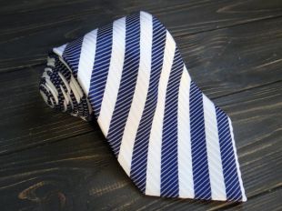 Cravate rayée vintage Rayé Mens nektie Geometric print neck tie Cravat Polyester Blue White tie mens gift for dad gift for husband gift