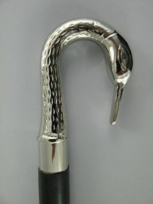 Solide Brass Handle Brown Wood Walking Stick Mens Cane