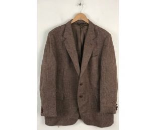 80s Brown Harris Tweed Wool Sport Coat Mens Size 50L, Brown Tweed Mens Blazer, vintage Harris Tweed Sport Coat, Classic Wool Blazer