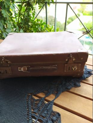 antique 50's valise en cuir, valise en cuir grec, vieille valise, valise de voyage, bagages vintage, valise vintage, valise grèce valise
