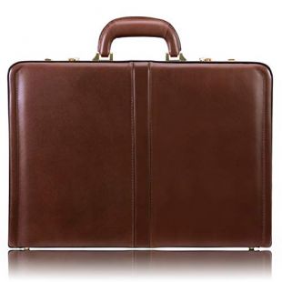 V Series, Reagan, Top Grain Cowhide Leather, Leather 3.5" Attaché Briefcase, Brown (80444)
