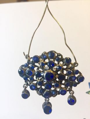 Superbe Pendentif Bleu Saphir Austro-Hongrois Sterling Gilt