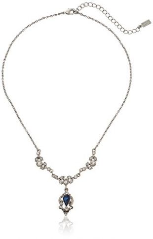 Silver-Tone Montana Blue Crystal Belle Epoch Pendant Necklace