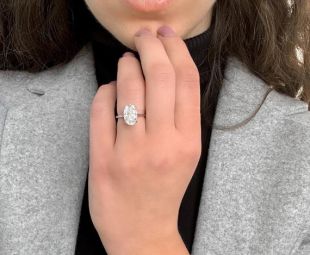 Anneau de fiançailles ovale moissanite, 3.5 CT Anneau ovale de mariage