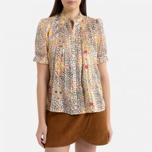Blouse imprimée col V à manches courtes