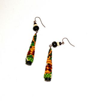 Earring Fab - African Kente Wrapped Cône-Shaped Dangles