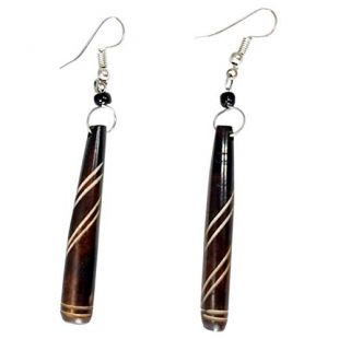 African Cone Brown and White Bone Earrings