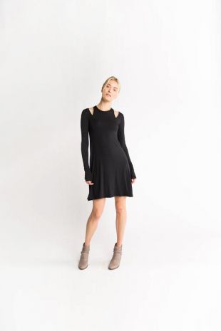 Designer Little Black Dress, Casual Dress, Off Shoulder Dress, Cut Out Dress, Cocktail Dress, Nori Dress, Marcellamoda - MD0916