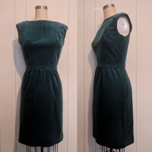 Robe de Cocktail à la main de velours vert taille 6