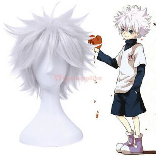 Killua Gintoki Aohitsugi Samatoki Silver White Short Cosplay Wig Fluffy Hair