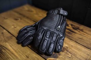 Kuna douane nervuré gants de moto en cuir noir
