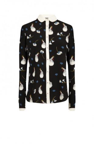 Chemise manches longues à motif cygnes