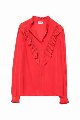 Chemise en soie rouge