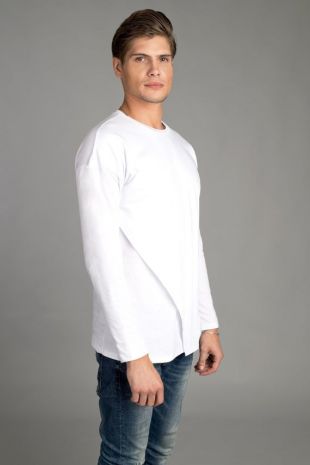 Chemise blanche à manches longues pour hommes - Double couche devant - Chemise futuriste - Vêtement alternatif