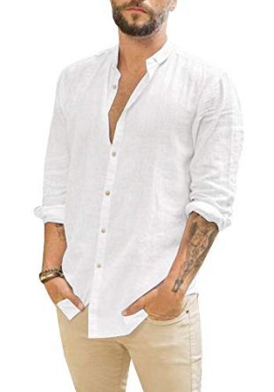 Long Sleeve Shirts Linen Cotton Button Up Loose Summer Beach Yoga Shirt