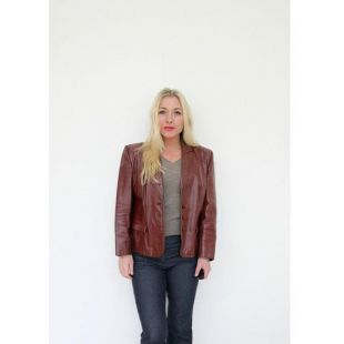 Veste en cuir Bordeaux des années 1970 / / taille Medium
