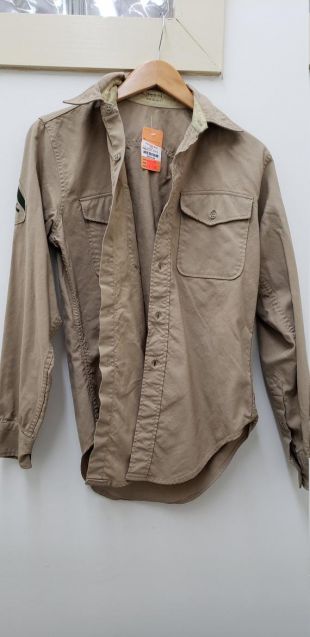 vintage Military Issue Vietnam Era Hommes Tan Shirt-14.5x34