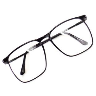lunettes noires carrées surdimensionnées Lunettes NOS vintage des années 80 lunettes en plastique et en métal lunettes à lentilles claires