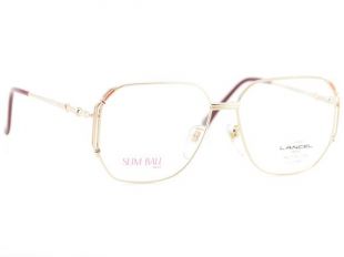 vintage 80s Lancel Paris Gold Red Square Oversized Glasses Frames NOUVEAU 56-15