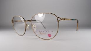 NOS vintage Hush Puppies HP104 AG Lunettes lunettes lunettes lunettes surdimensionnées pour femmes Encadre des lunettes antiques en métal doré Rectangulaire Square 80s