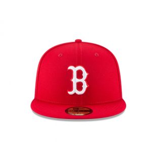 New Era Mens MLB Basic Boston Red Sox 59fifty Fitted Cap, Scarlet