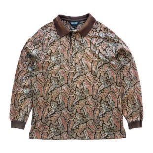 80s Vintage, Lands End Paisley Long Sleeve Polo Shirt, Vintage Polo Shirt, Vintage Clothing, Paisley Pattern, Retro, Classic, Single Stitch