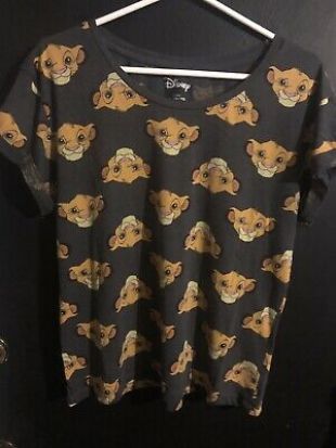 Women's Disney's Lion King Simba All Over Print Grey Tee
