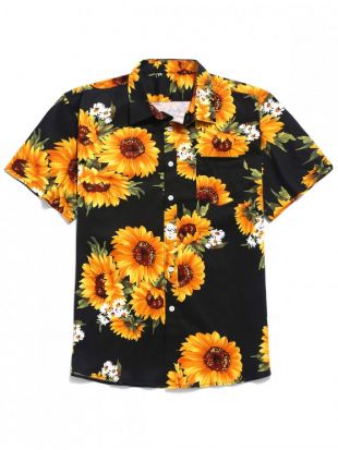 Chemise à Manches Courtes avec Imprimé Tournesols