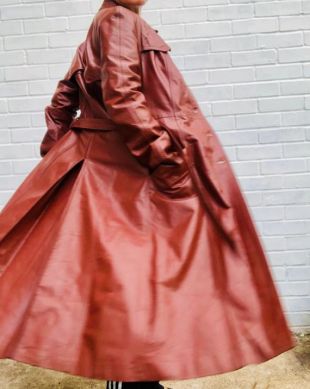 Trench de longline en cuir