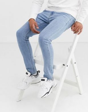 Jean super skinny - Bleu style rétro à délavage clair