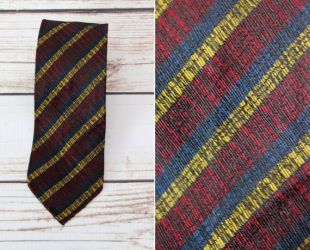 des années 80 à rayures cravate couleur primaire / 1980 s / Skinny Tie / bleu marine rouge jaune