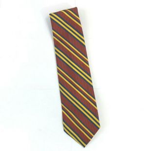 vintage Retro Wide Red Red Blue Yellow Striped Polyester Tie 4 1/2" x 58"
