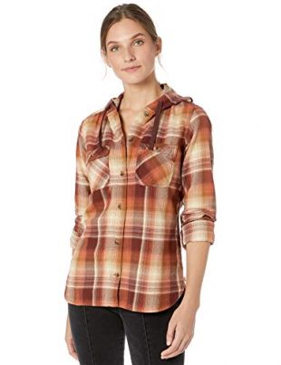 Carhartt - Carhartt Women's Beartooth Hooded Flannel Shirt, Dark Cedar ...