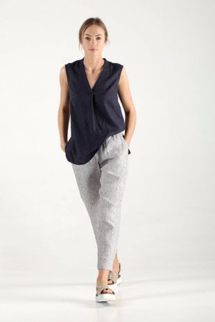 Charbon de bois en lin Tank Top / lin v-cou Top / Charcoal chemisier en lin / Lin haut / sans manches Lin Lin / Top col en v du charbon de bois réservoir