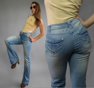 Jean évasé denim 90s Acid Wash denim vintage 1990's jeantaille basse avec jean stretch light à fond de cloche