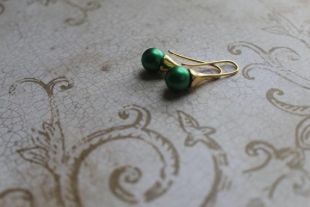 Boucles d’oreilles perle goutte Swarovski Eden vert (plaqué or)