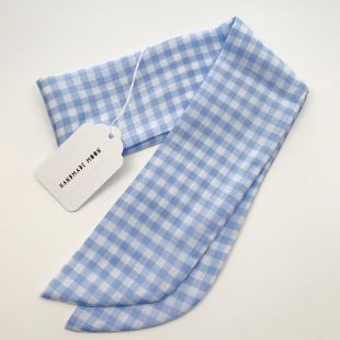 Écharpe de cheveux Light Blue et White Gingham Écharpe-vintage-Handmade-Bows-Ponytail-Buns-Neckerchief-Bag Scarf-Summer-Plaid-Checkered-Gingham-Blue Hair