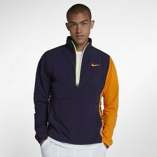 Nike Court Tennis Jacket Men's Blue Orange Half Zip Activewear Anorak Sportswear  | eBay