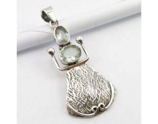 925 Pure Sterling Silver Aquamarine Hammered Pendant 4.4 cm Affordable Wedding Jewelry Collection Factory Direct Discount Jewellery Store