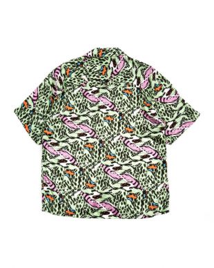 Mix Fabric Print Snake Print Shirt By Bruno Bozzetto