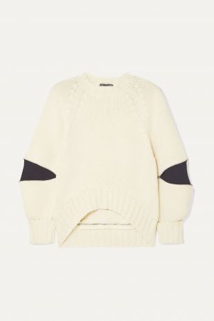 Ivory Zip-embellished two-tone wool sweater