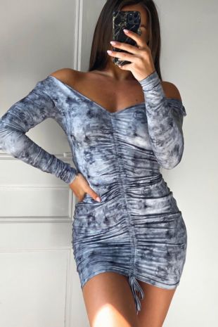 Robe gris tâché resserrable