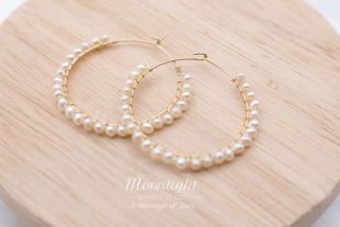plaqué or 14 k avec perles orné de boucles d’oreilles créoles