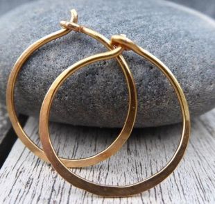 Boucles d’oreilles Gold Hoop 3/4"/20mm | Petits cerceaux | Boucles d’oreilles forgées | Fait à la main | Martelé et texturé
