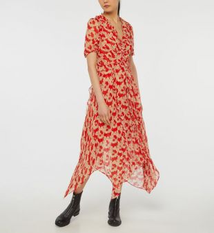 Robe longue fluide à imprimé cachemire