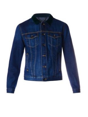 Contrast-collar denim jacket
